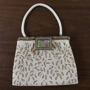 1940s Michel Swiss Beaded Handbag Porcelain Clasp